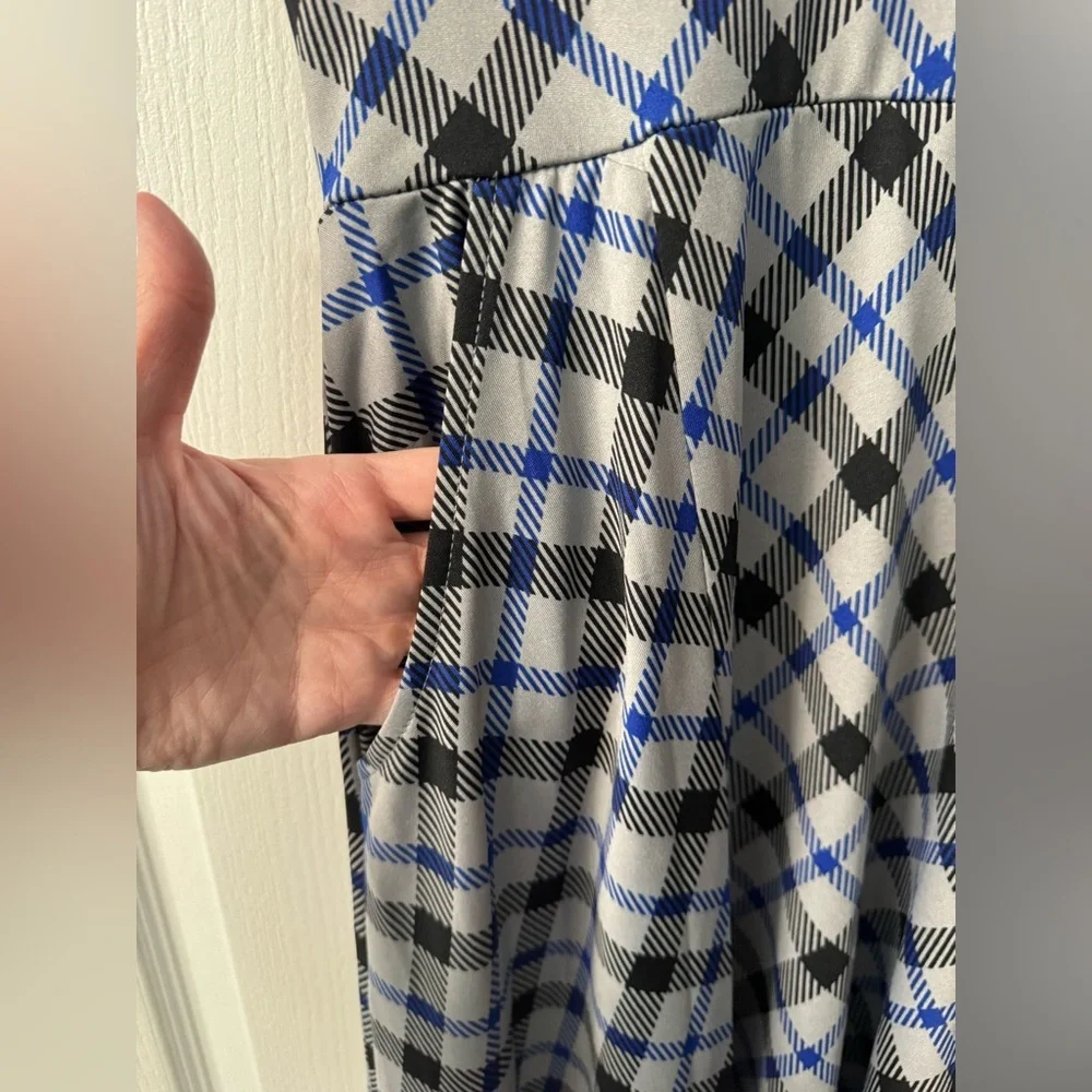 Karina Cece Dress - Navy & Gray Plaid with Pockets - Picture 9 of 14